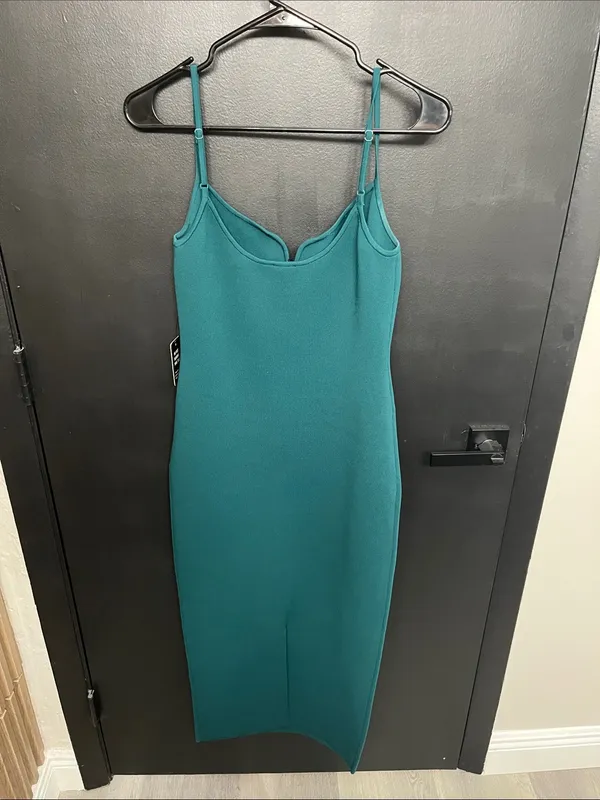 Express Teal Spaghetti Strap Midi Dress - Image 3