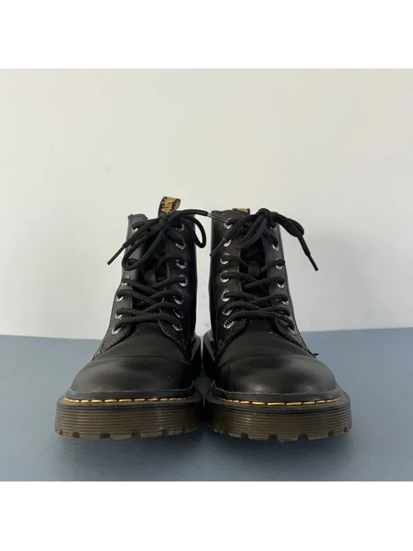 Dr. Martens‎ Luana Black Leather Air Wair Combat 7 Eyelet Lace Up Boots - Image 3