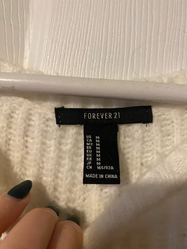 Forever 21 White Cropped Sweater - Image 2