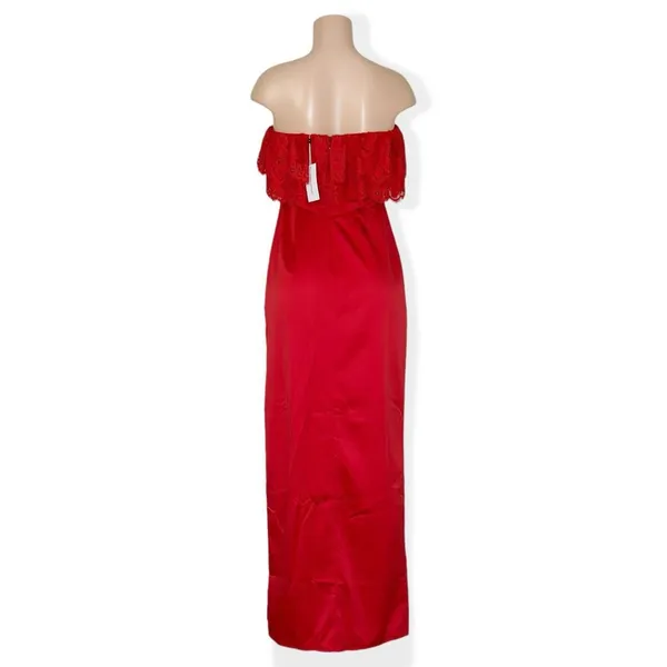 LOVERS + FRIENDS Sylvia Strapless Satin Gown, Flame Scarlet, Medium - Image 7