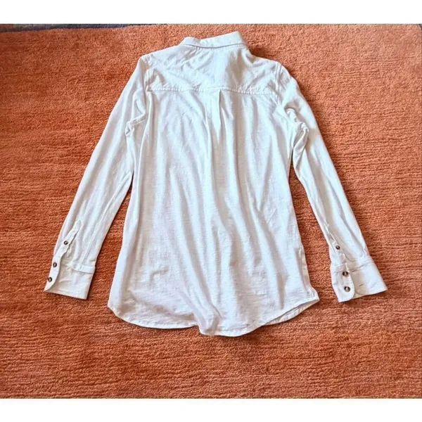 Lola River Women Shirt M White Button Down Long Sleeve Cotton Casual - Image 8