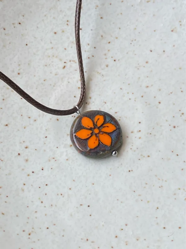 Handmade quality Czech glass flower bead fairy boho vintage retro style necklace🌿✨ - Image 5