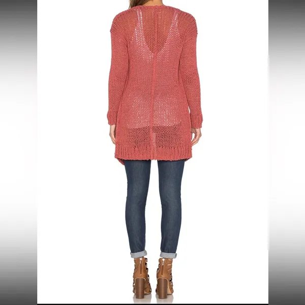 FREE PEOPLE Sz S SIMPLY SIENA OPEN FRONT CARDIGAN SWEATER ROSE PINK - Image 2