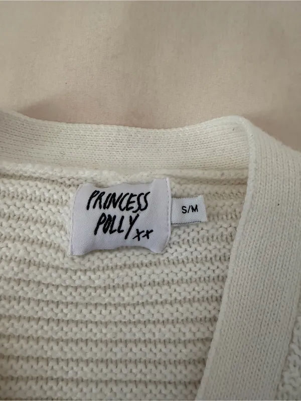 Princess Polly Cream Button-Front Ribbed Knit Cardigan - Image 6