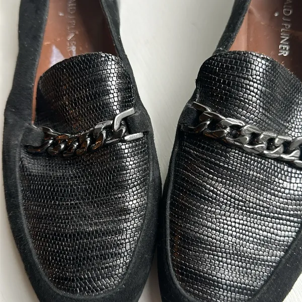Leather/suede loafers chain Black Size 6 - Image 3