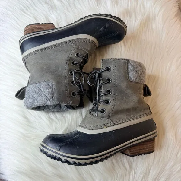 Sorel Slimpack II Lace Waterproof Winter Boots in Quarry Grey and Black Size 6 - Image 10
