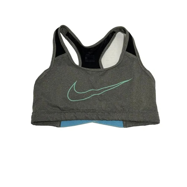 Nike Dri Fit Racerback Sports Bra Women's size Small‎ Gray /Blue - Image 2