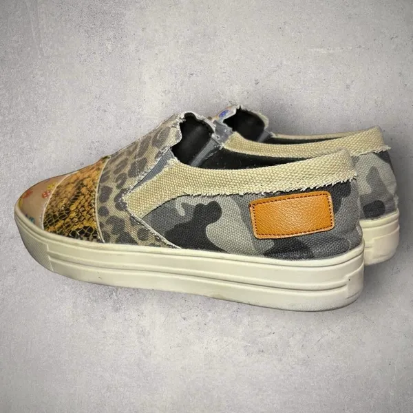 Source Unknown Women's Multicolor Floral Slip-On Canvas Raw Edge‎ Flat Shoes - Image 6
