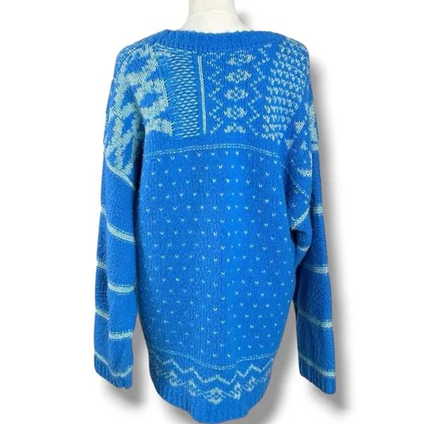 Free People Oversized Fair Isle Tunic Snow Day Pullover Wool Blend Sweater XL - Image 5