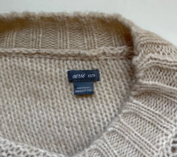 Aerie Cream Soft Chunky Knit Oversized Pullover Sweater - Image 9