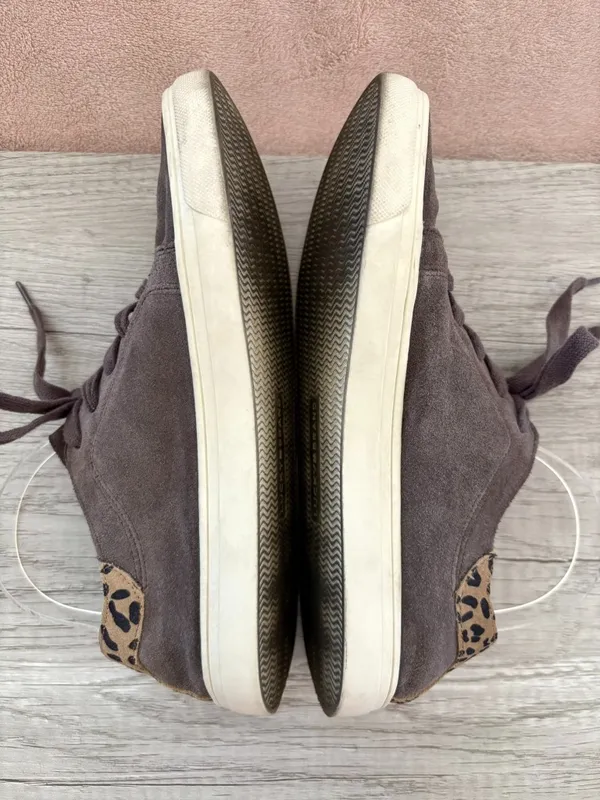 Lucky Brand Loucia Gray Suede Leopard White Midsole Lace Up Sneaker 7.5 $80 - Image 5