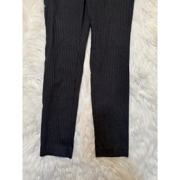 Apt. 9 Women's Size 8 Pull On Pants Slim Leg Dark Gray Light Gray Pinstripes Mid - Image 3