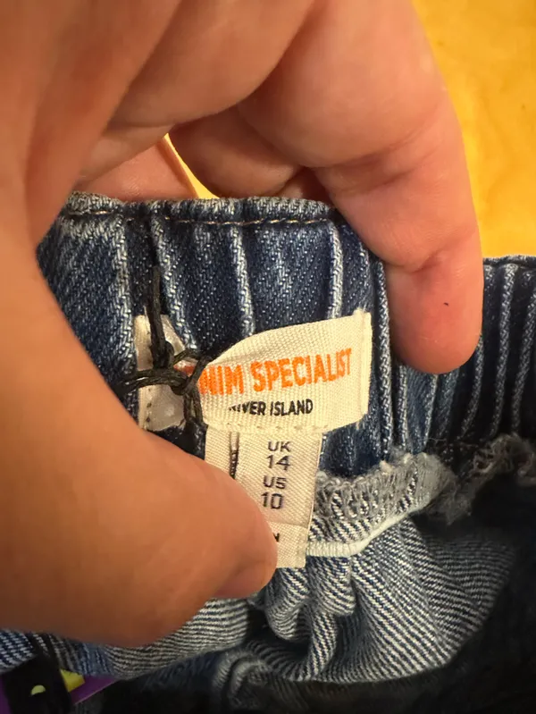 River Island High-Waist Blue Denim Cargo Jogger Jeans Size 10 NWT - Image 5