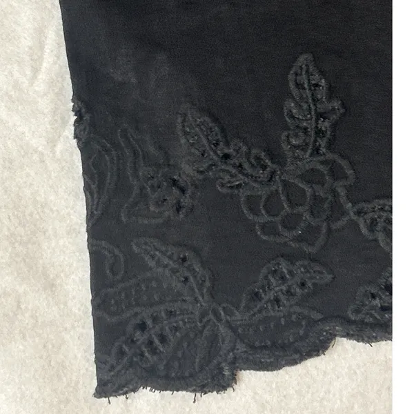 William Rast Black Embroidered Crop Flare Jeans Size 25 Boho Scalloped Hem Denim - Image 6