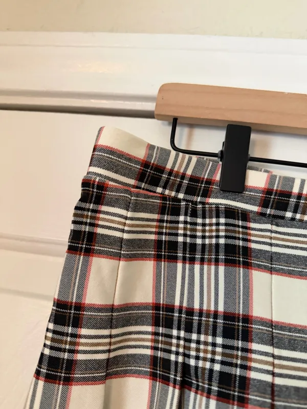 Originality Tan Black Plaid Pleated Skirt - Image 2