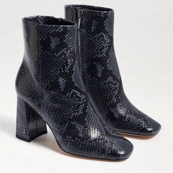 Sam Edelman Codie Bootie in Marina Blue Snakeskin Sz 9 - Image 2
