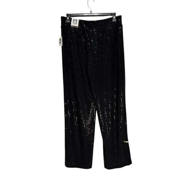 Anne Klein Black‎ Sequin Wide Leg Pants Size L - Image 8