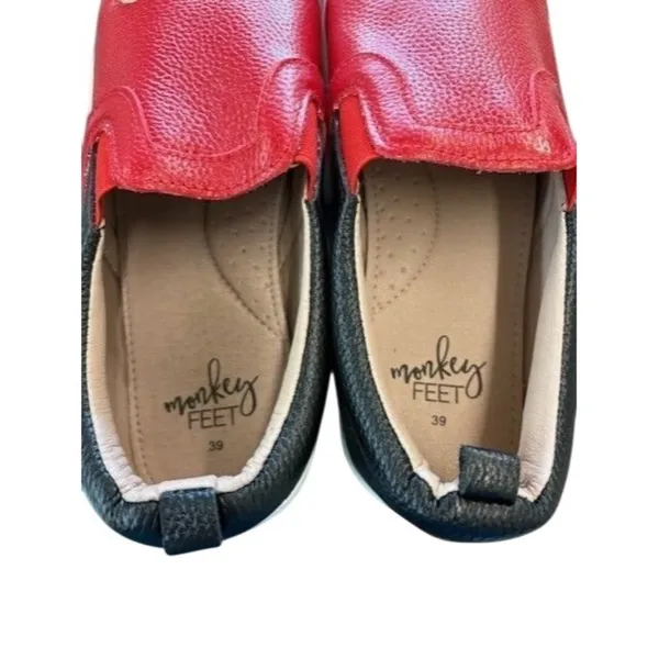 Mickey Mouse‎ Inspired Red Black Leather Slip On Sneakers - Image 2