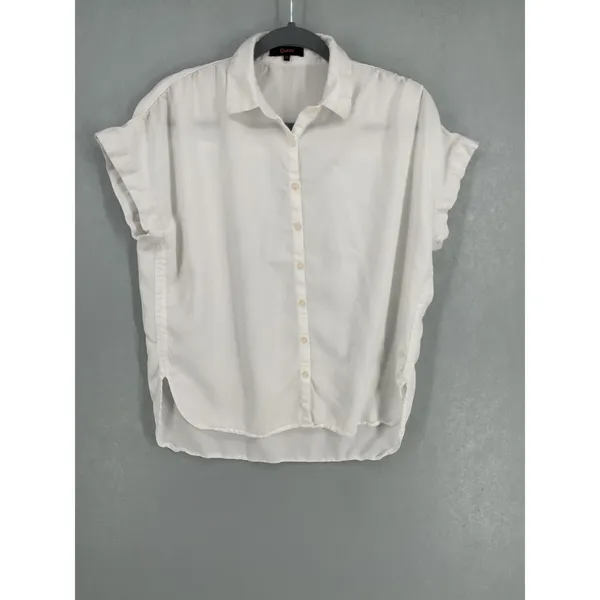 Quince Womens Button Down Shirt White Tencel Lyocell Short Sleeve XS - Image 2