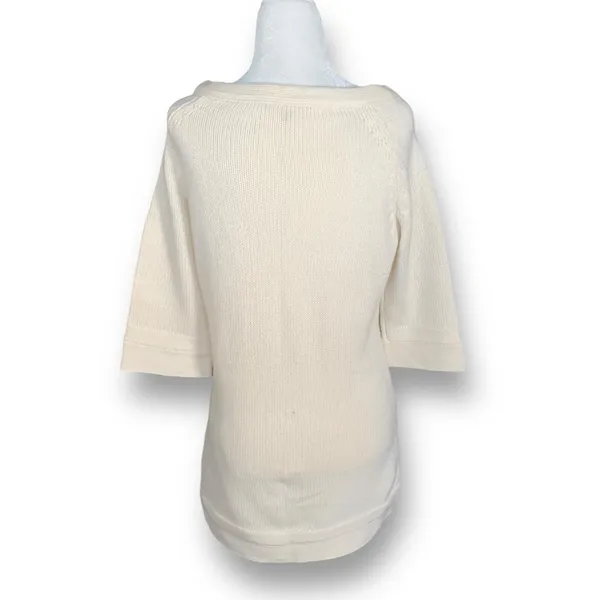Strenesse Cream Cashmere Scoop Neck 3/4 Sleeve Sweater Knit Top Minimalist‎ 6 - Image 5