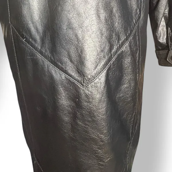 Vintage Wilsons Leather Black Trench Coat Thinsulate‎ Insulated Medium Longline - Image 13