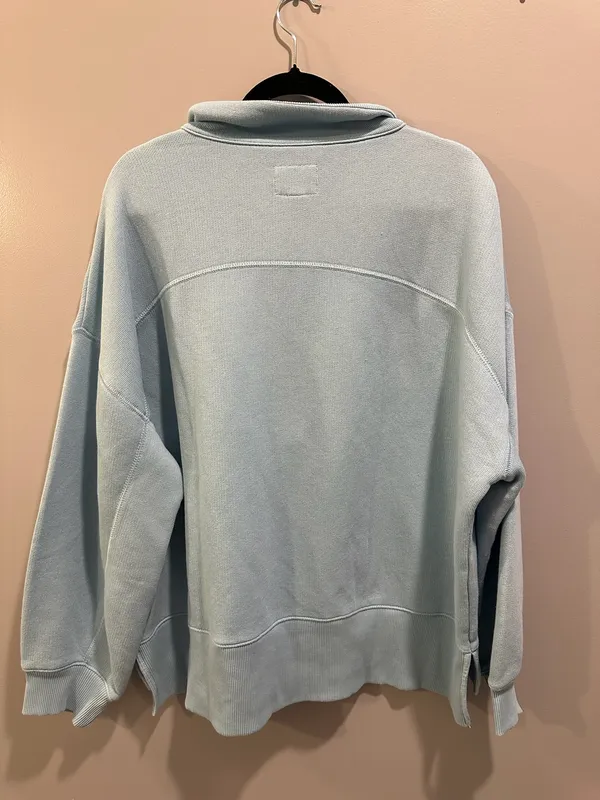American Eagle Big Hug Henley Pullover Sweatshirt Light Blue - Image 3