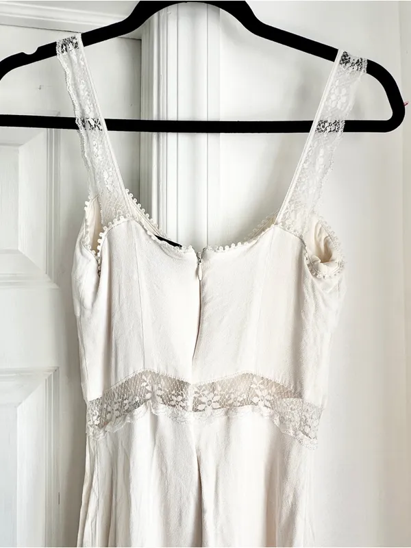 Reformation Wynton White Lace-Trim Button-Front Maxi Dress - Image 6