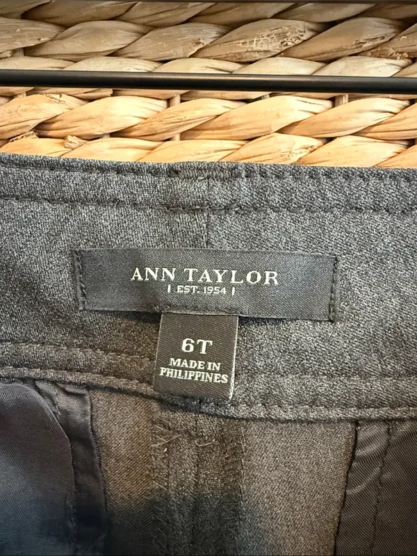 Ann Taylor Mid-Rise Gray Flare Woven Career Dress Pant Trouser, 6 Tall - Image 6