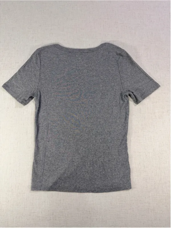 Lucky Brand Modal Rib Short Sleeve Crewneck T-Shirt Heather Grey Small - Image 4