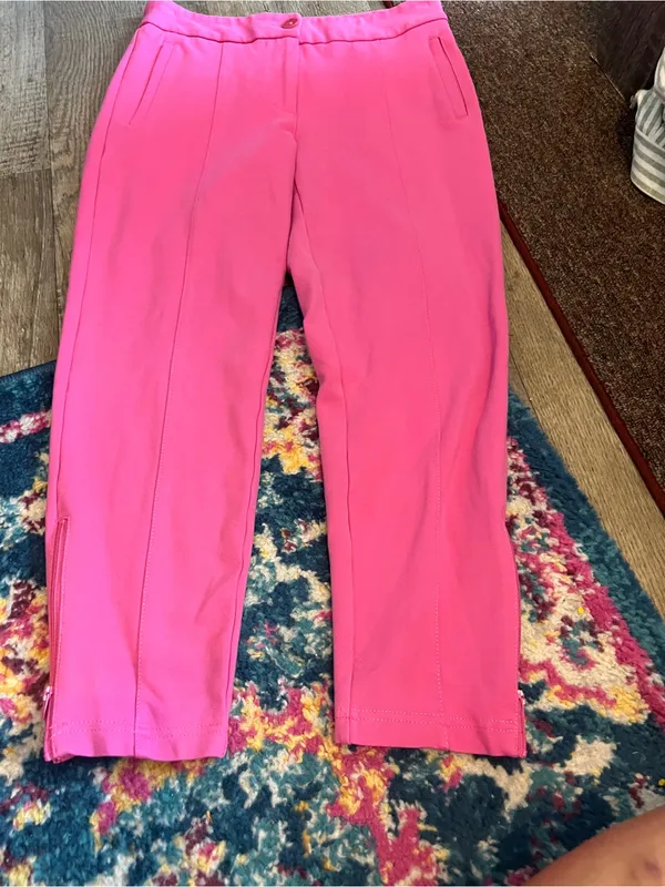 Betabrand Women's Pink Stretch Ponte Ankle Pants - Image 4