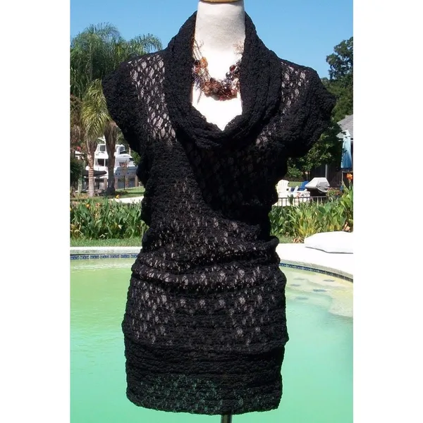 Cache Cream Stretch Lace Pucker Body Hugging Top Tunic New Dress $98 NWT Sz L - Image 11