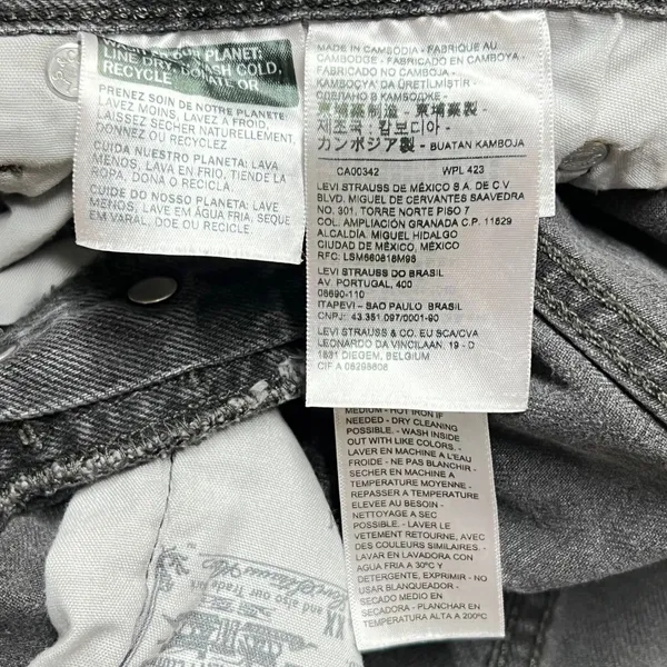Levis 501 Original Fit‎ Straight Leg Jeans Faded Black Raw Hem W26 EUC Classic - Image 6