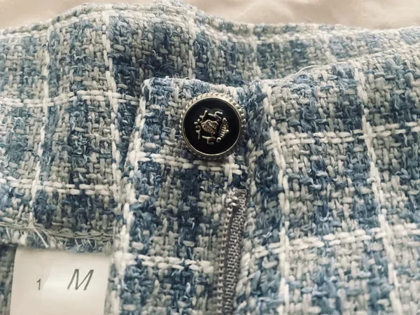 SheIn Light blue plaid tweed shorts - Image 3