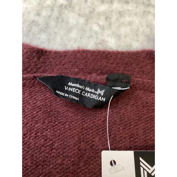Member's Mark Womens V-Neck Cardigan Burgundy Wine‎ Relaxed Fit Soft Knit Small - Image 4