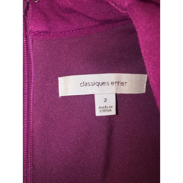 Classiques Entier Wedding Guest Dress Size 2 Purple Sleeveless Crossover Neckline Ponte Knit Midi - Image 3