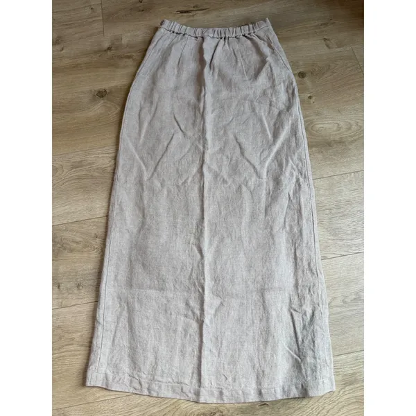 EUC Eileen Fisher Delave 100% Linen Wrap Skirt Beige Coastal MADE IN USA size S - Image 2