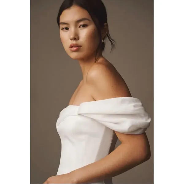 Dress The Population Olive One-Shoulder‎ Mini Dress Ivory White Sz Small - Image 4