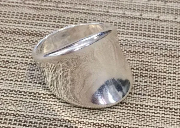Concave Modern Cigar Band Sterling Silver 925 sz8 - Image 7