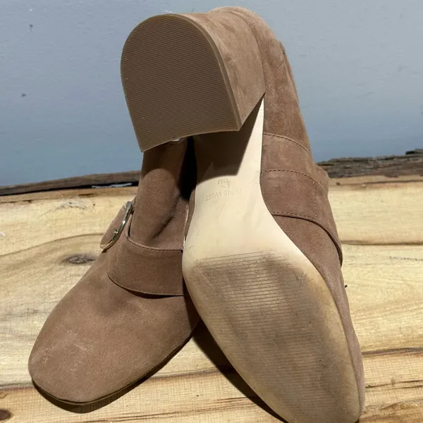 Nine West‎ Taupe Suede Block Heel Loafers Size 9 A38 - Image 9