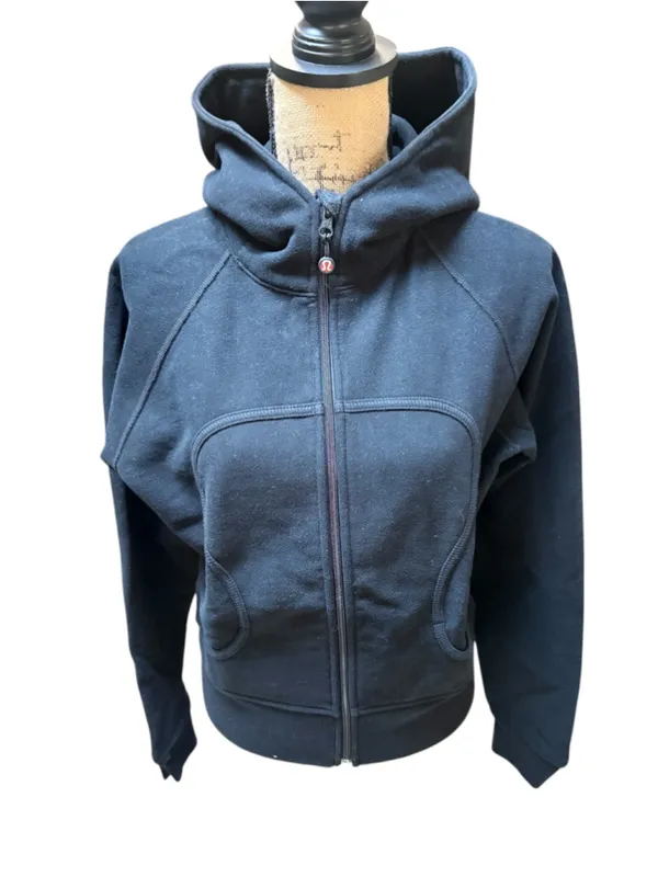 Lululemon Scuba Hoodie with Pink Lululemon Logo Lined Hood Size 12 (21” PTP) - Image 3