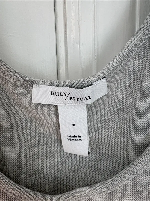 Daily Ritual Heather Gray Sleeveless Drawstring Jumpsuit Size Medium - Image 2