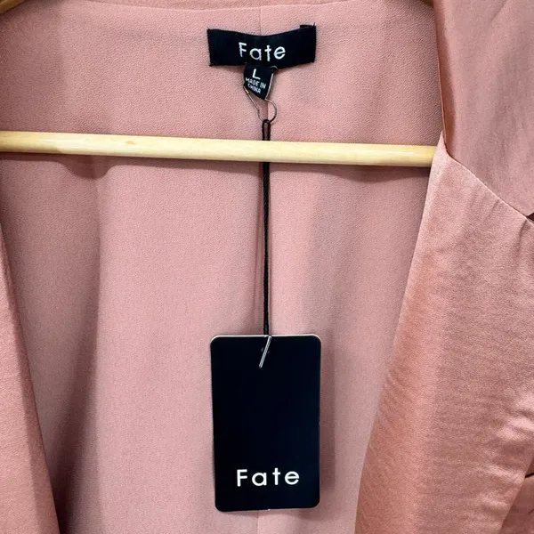 FATE 2pc Satin‎ Cropped Wrap Blazer & Wide Leg Pant Set Brown Medium Large NWT - Image 9