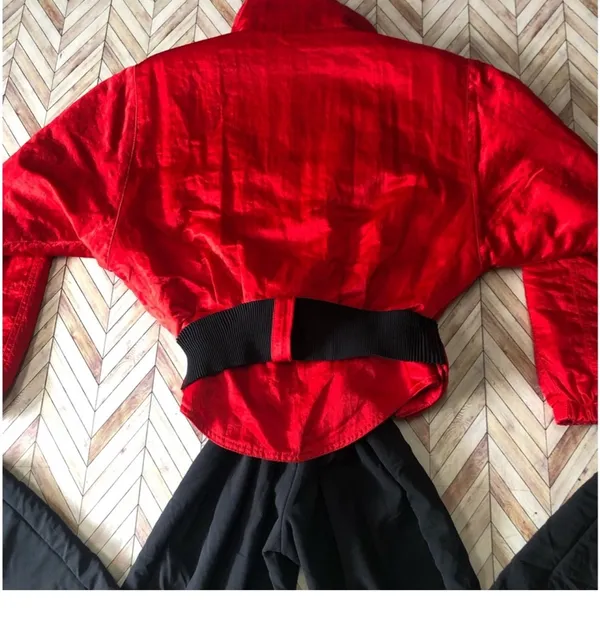 Nils Vintage 1980s red and black skisuit with belt - Image 6