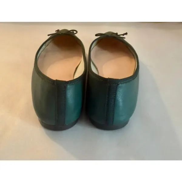 J. Crew Pointed Toe Leather Ballet Flats Shoes in Vintage Pine Green sz. 6.5 - Image 5