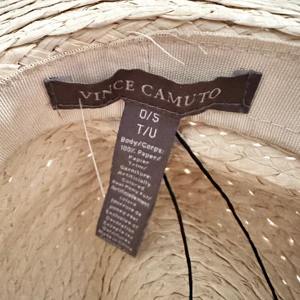 Vince Camuto Beige Straw Leopard Pony Hair Band Summer Hat Floppy Panama OS - Image 6