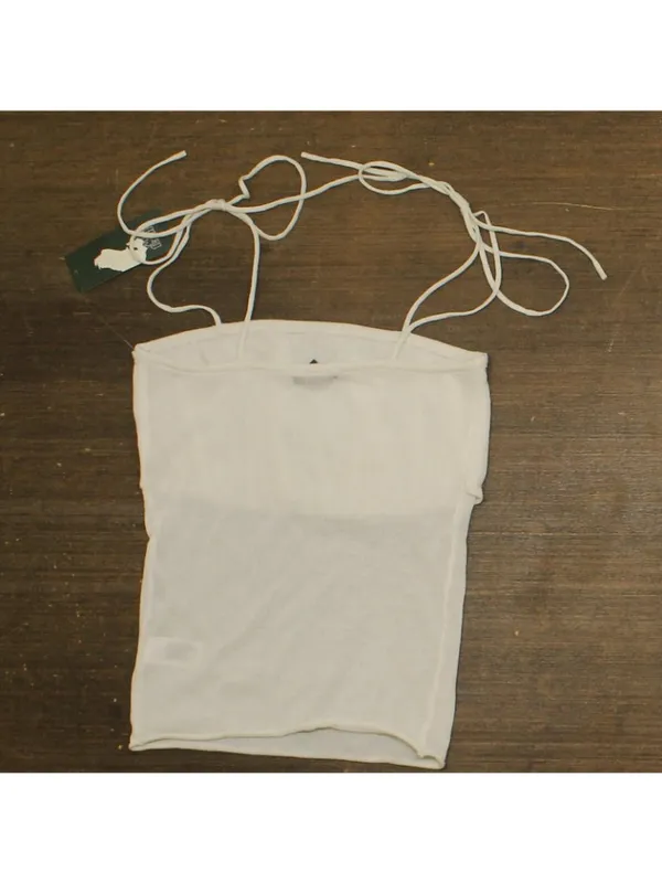 NWT Wild Fable Squareneck Tie Tank Spaghetti Strap Rolled Hem Top Off White S - Image 3
