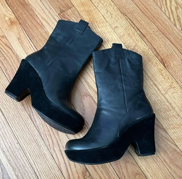 Kork Ease Leather Waterproof Block Chunky Heel Winter Rubber Outsole Low Kitten anti-slip - Image 2