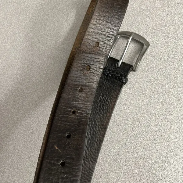 Lauren Ralph Lauren Brown Leather Belt Silver Buckle Distressed Large 1 3/8th" - Image 10