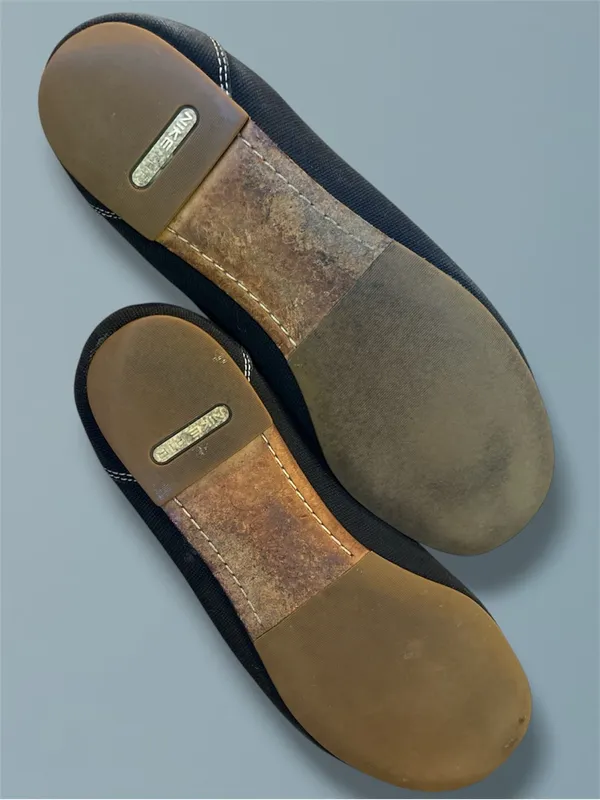 Cole Haan Nike Air Boat Shoe Driving Flats Black Canvas Tan Leather Bow Size 7B - Image 6