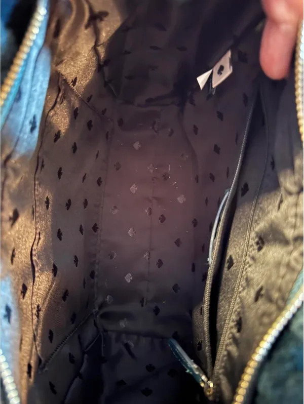 Kate Spade New York Teal Furry Small Tote/Crossbody Bag - Image 4